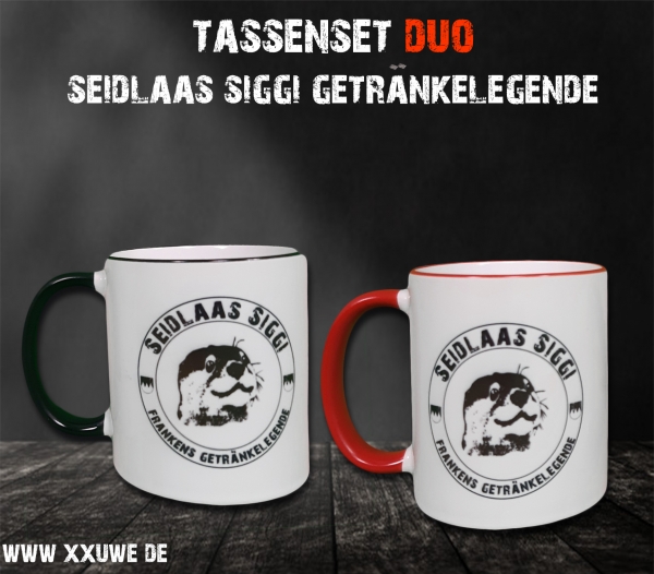 XXUwe-Seidlaas Siggi Tasse Getränkelegende rot schwarz Duo Set